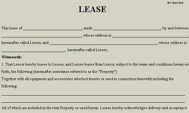 Free Lease Agreement Form Template